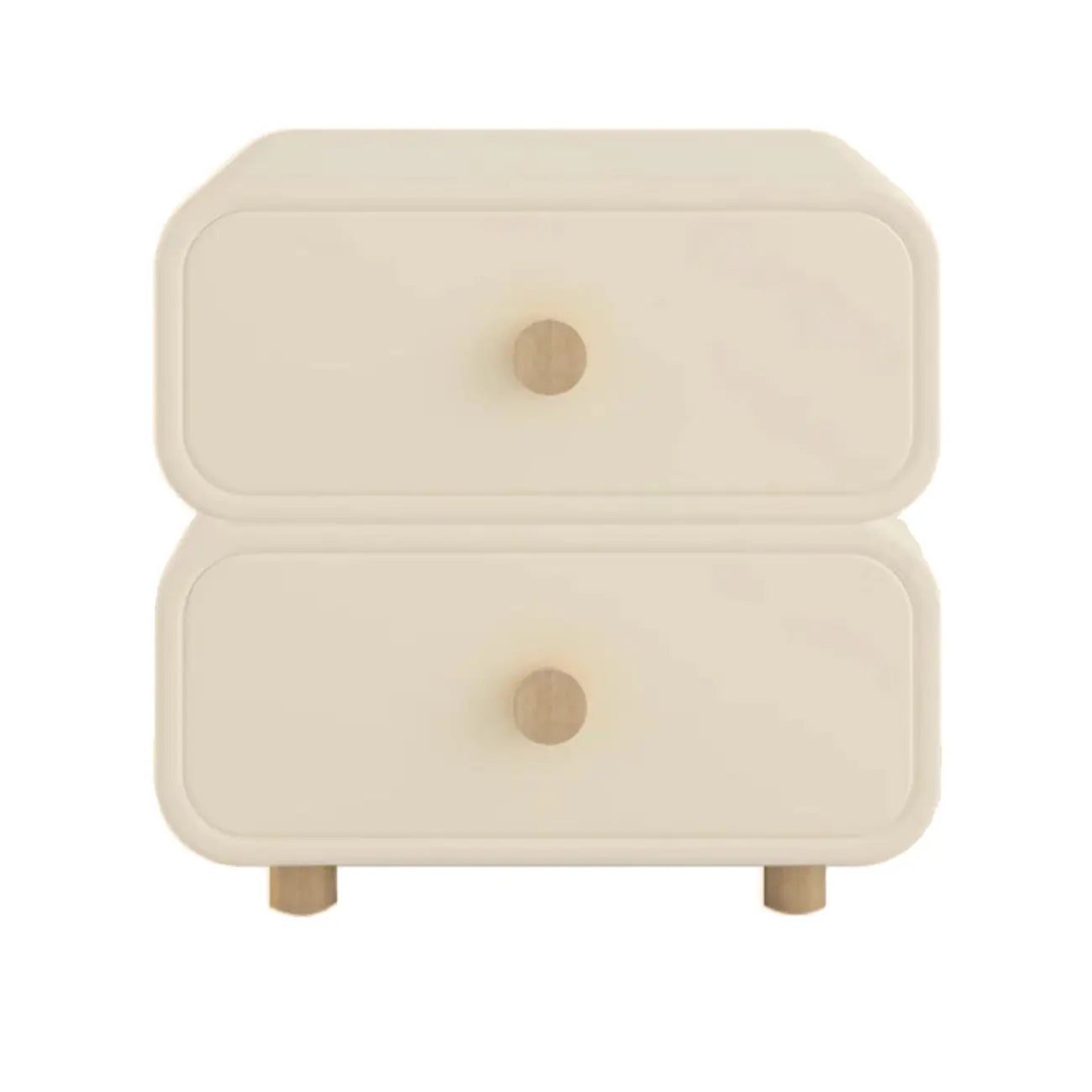 Bedroom Off-White Wooden Two Drawer Nightstand