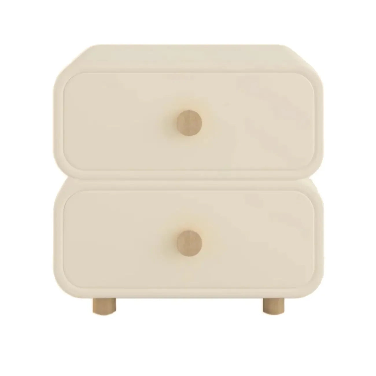 Bedroom Off-White Wooden Two Drawer Nightstand