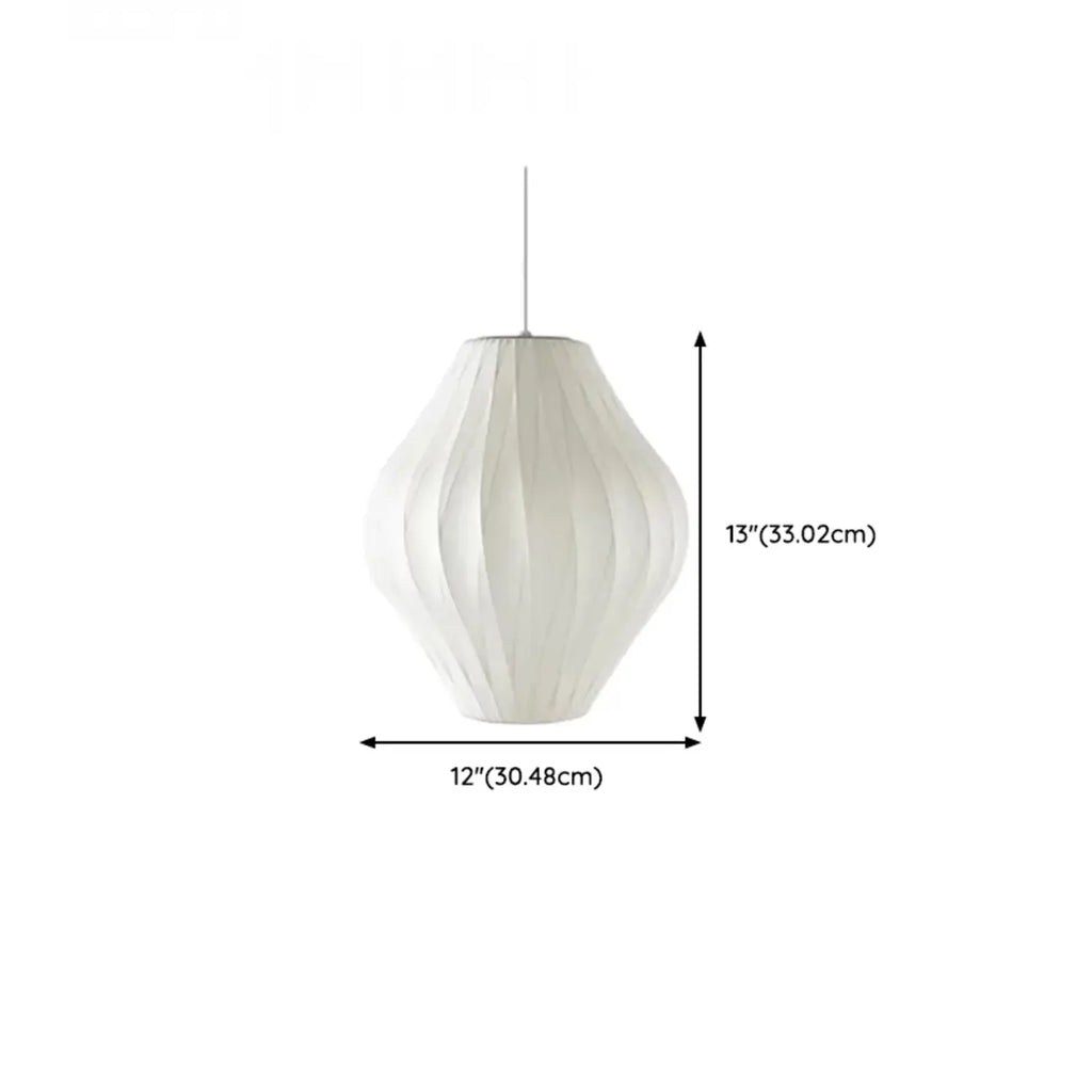 Geometric Silk Pendant Light for Bedside Adjustable Height