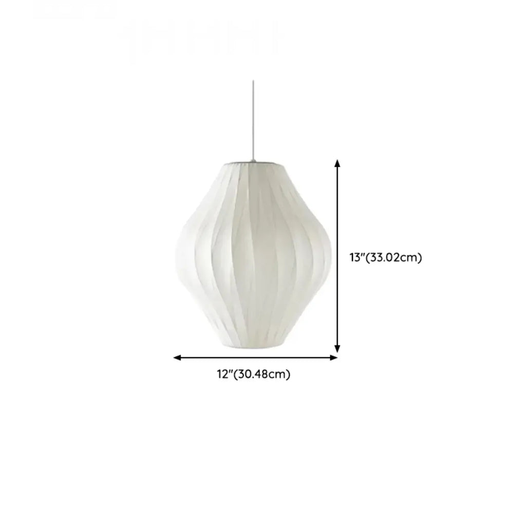 Geometric Silk Pendant Light for Bedside Adjustable Height