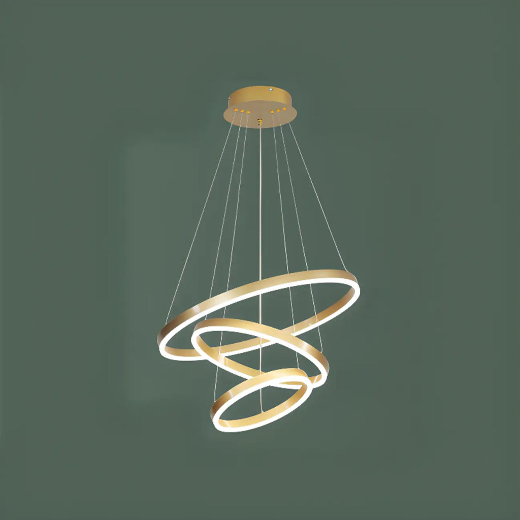 Circle Modern Tiered Remote LED Ring Chandelier for Stairway