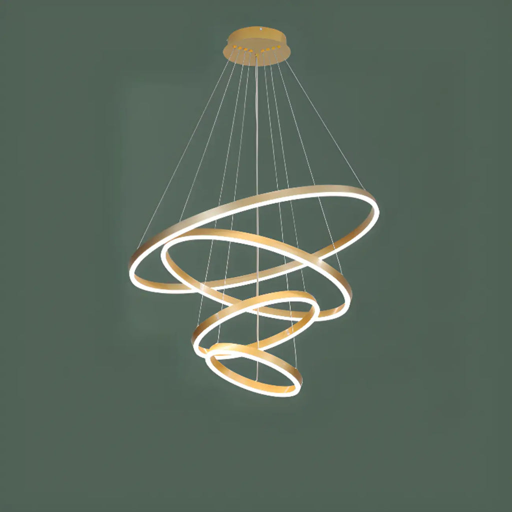 Circle Modern Tiered Remote LED Ring Chandelier for Stairway
