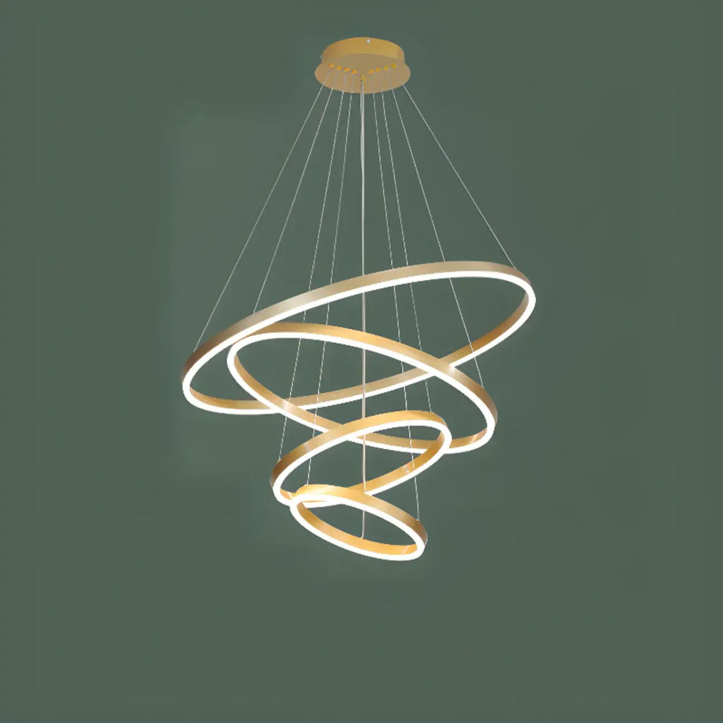 Circle Modern Tiered Remote LED Ring Chandelier for Stairway