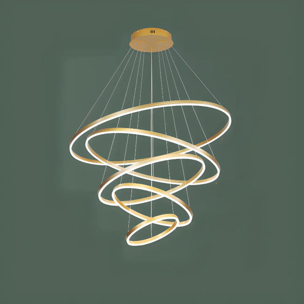 Circle Modern Tiered Remote LED Ring Chandelier for Stairway