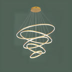 Circle Modern Tiered Remote LED Ring Chandelier for Stairway