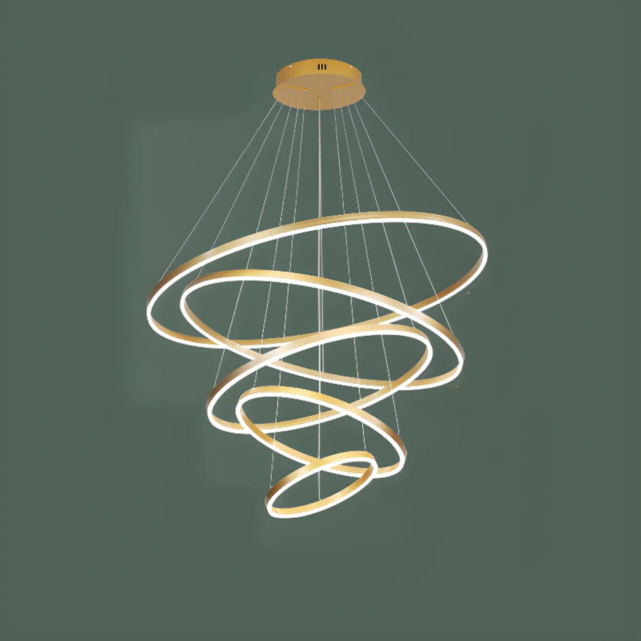 Circle Modern Tiered Remote LED Ring Chandelier for Stairway