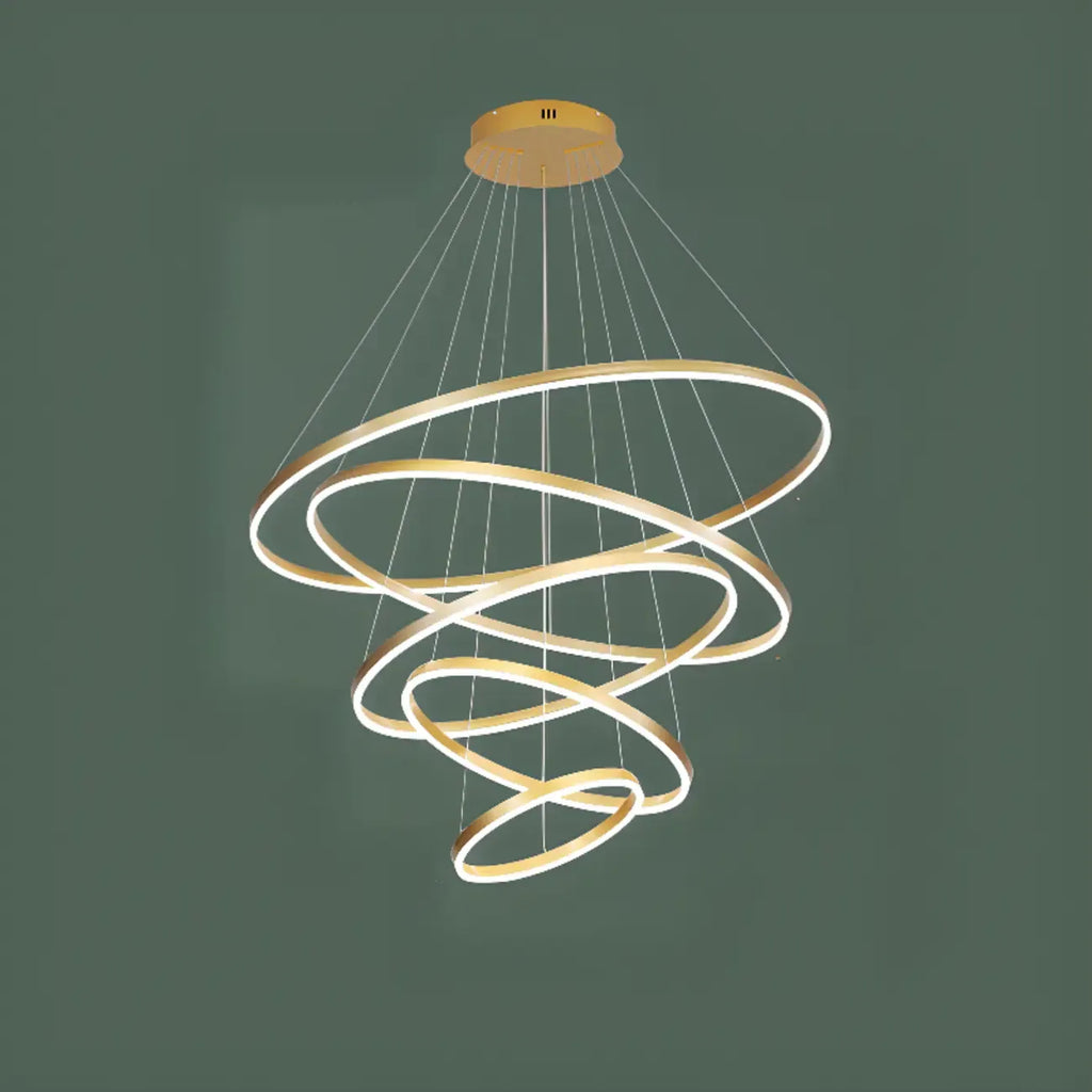 Circle Modern Tiered Remote LED Ring Chandelier for Stairway