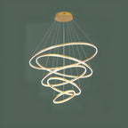 Circle Modern Tiered Remote LED Ring Chandelier for Stairway