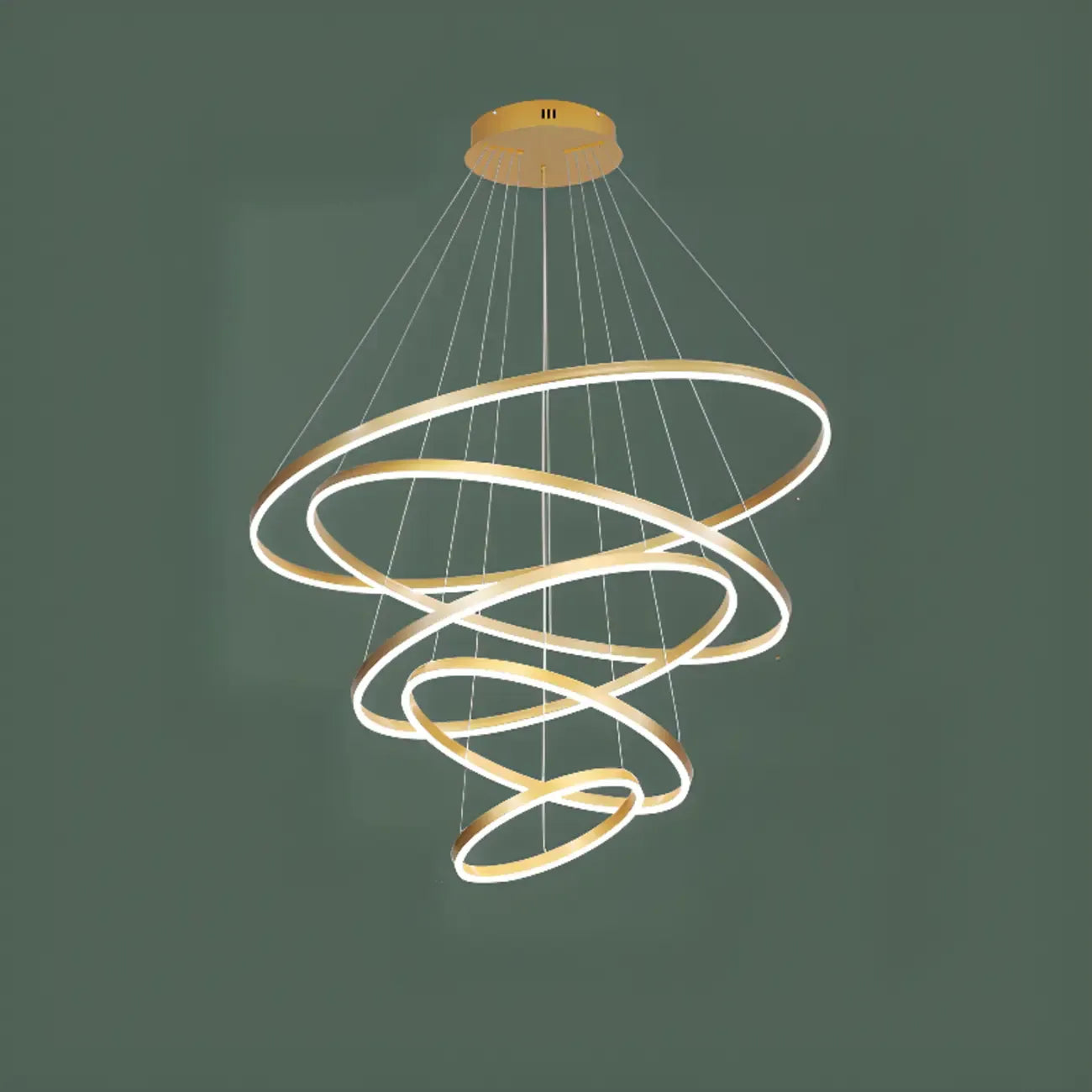 Circle Modern Tiered Remote LED Ring Chandelier for Stairway