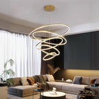 Circle Modern Tiered Remote LED Ring Chandelier for Stairway