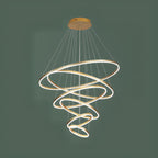 Circle Modern Tiered Remote LED Ring Chandelier for Stairway