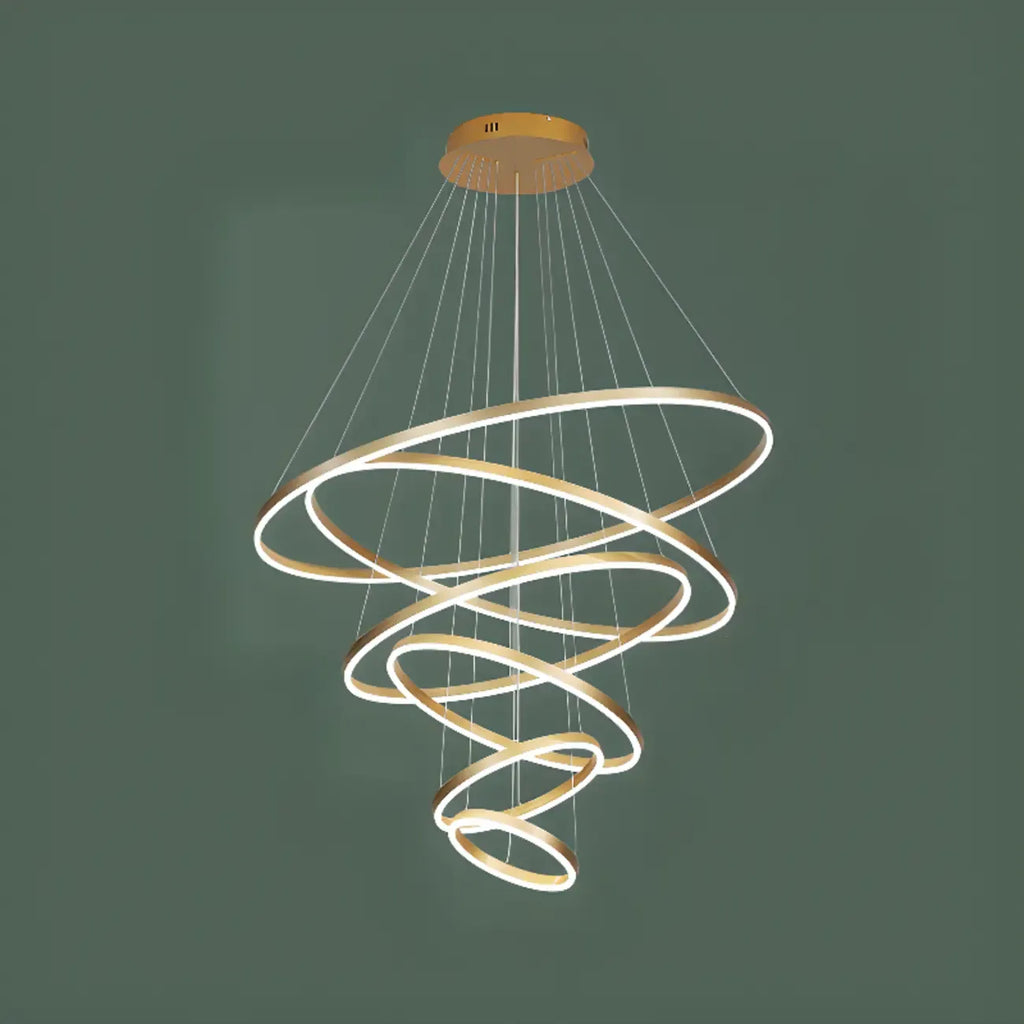 Circle Modern Tiered Remote LED Ring Chandelier for Stairway
