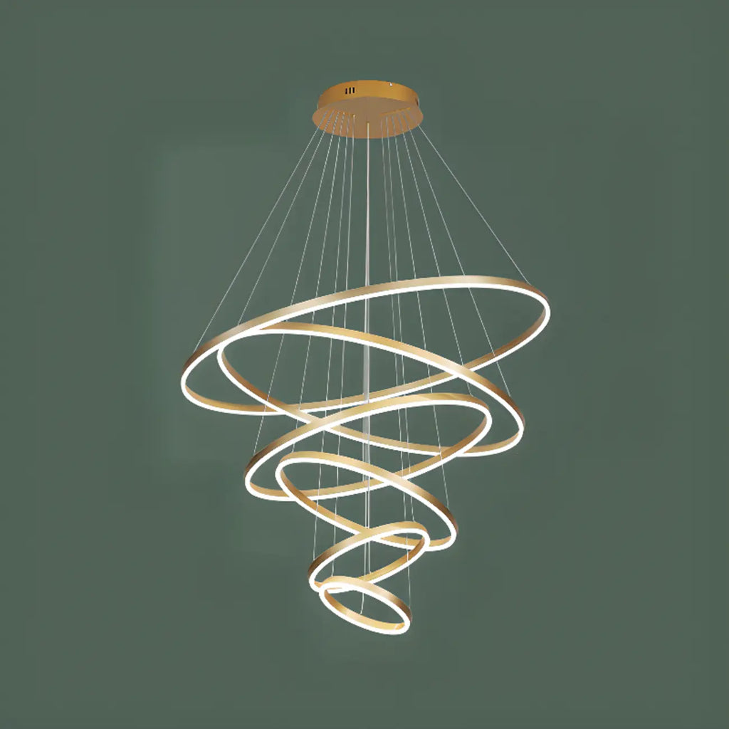 Circle Modern Tiered Remote LED Ring Chandelier for Stairway