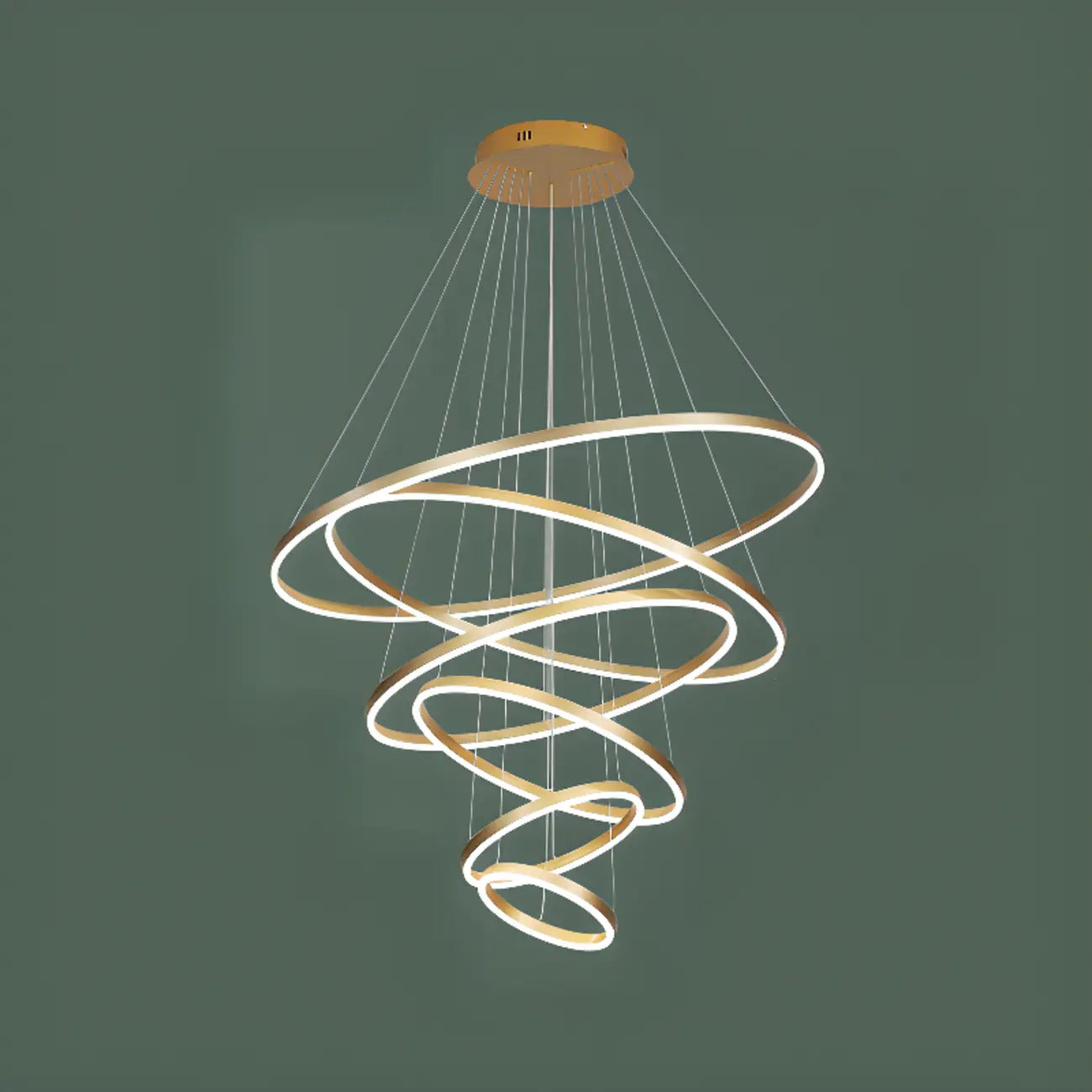 Circle Modern Tiered Remote LED Ring Chandelier for Stairway