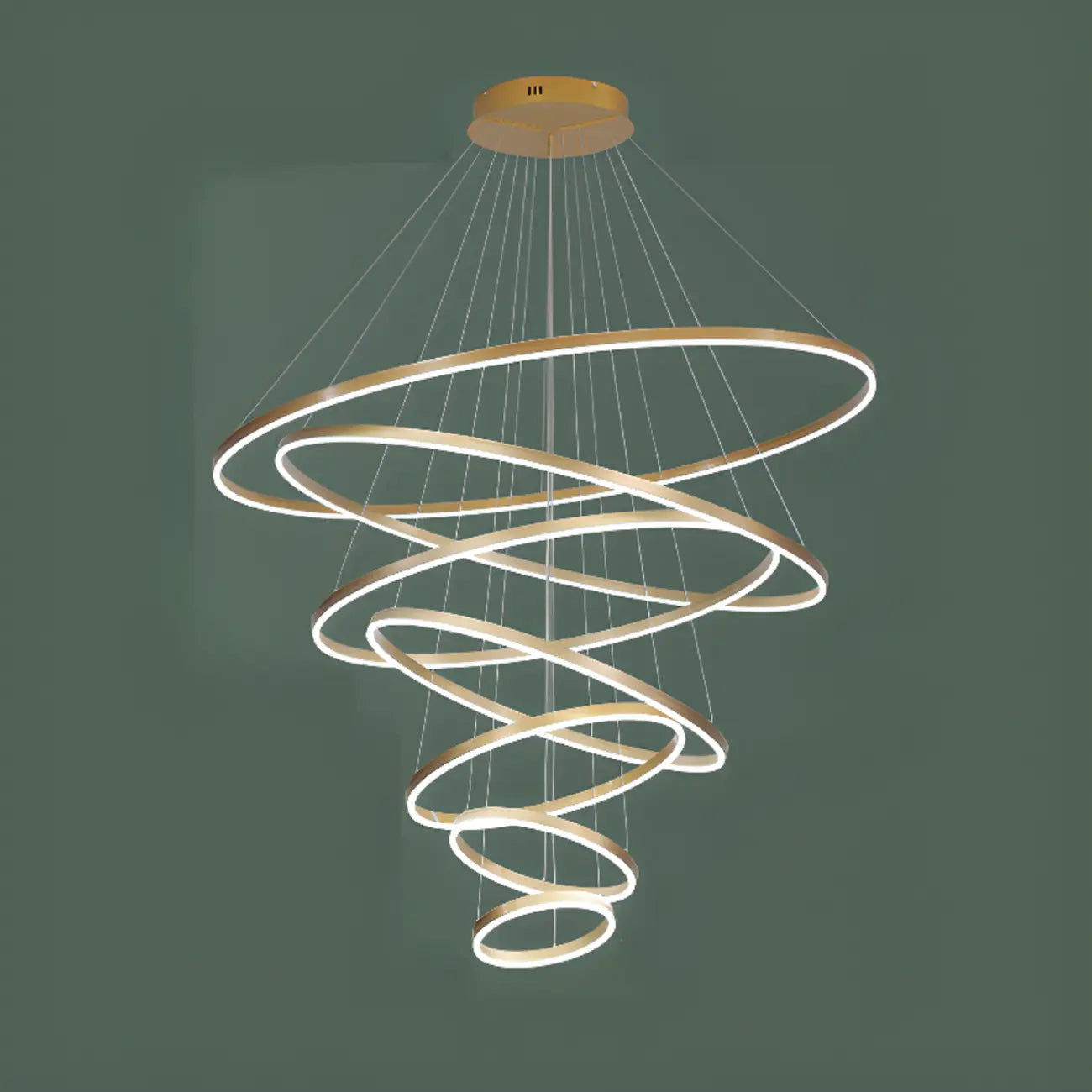 Circle Modern Tiered Remote LED Ring Chandelier for Stairway