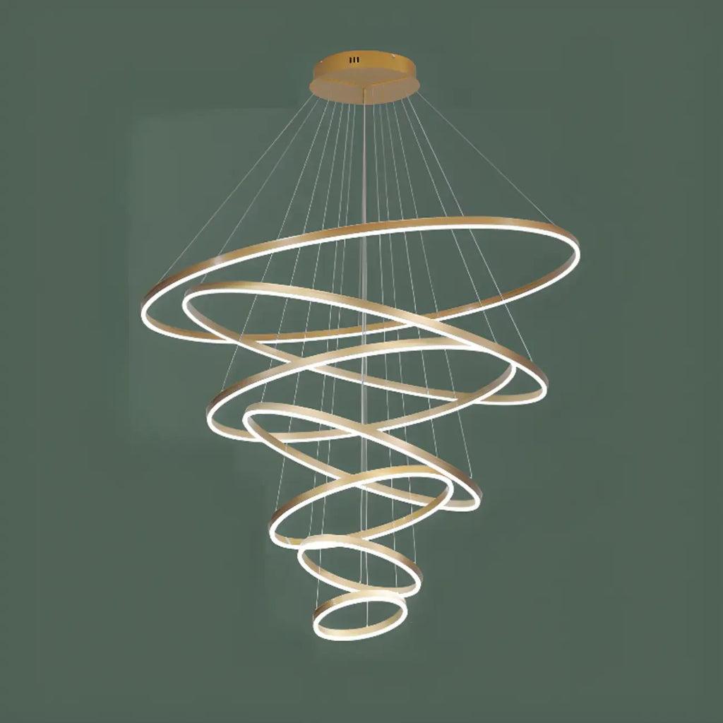 Circle Modern Tiered Remote LED Ring Chandelier for Stairway