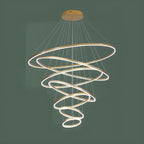 Circle Modern Tiered Remote LED Ring Chandelier for Stairway