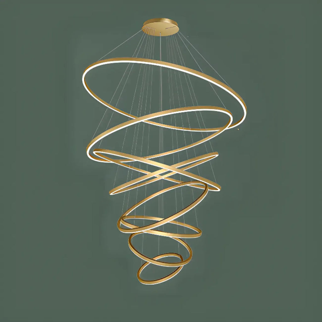 Circle Modern Tiered Remote LED Ring Chandelier for Stairway