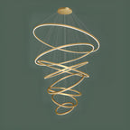 Circle Modern Tiered Remote LED Ring Chandelier for Stairway