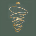Circle Modern Tiered Remote LED Ring Chandelier for Stairway
