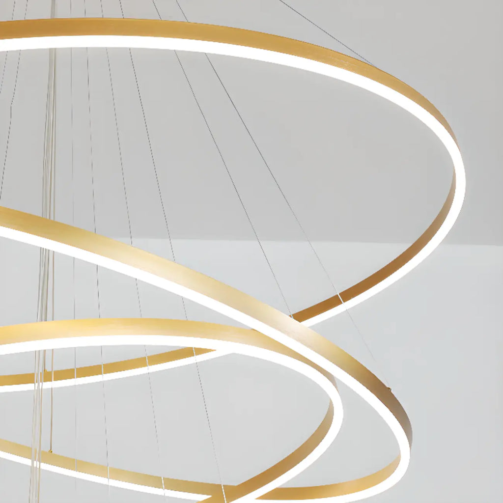 Circle Modern Tiered Remote LED Ring Chandelier for Stairway