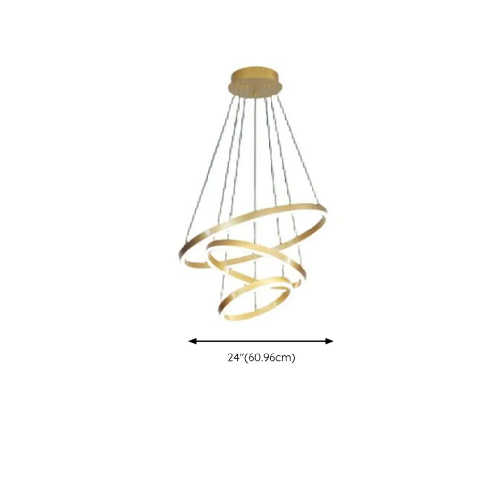 Circle Modern Tiered Remote LED Ring Chandelier for Stairway