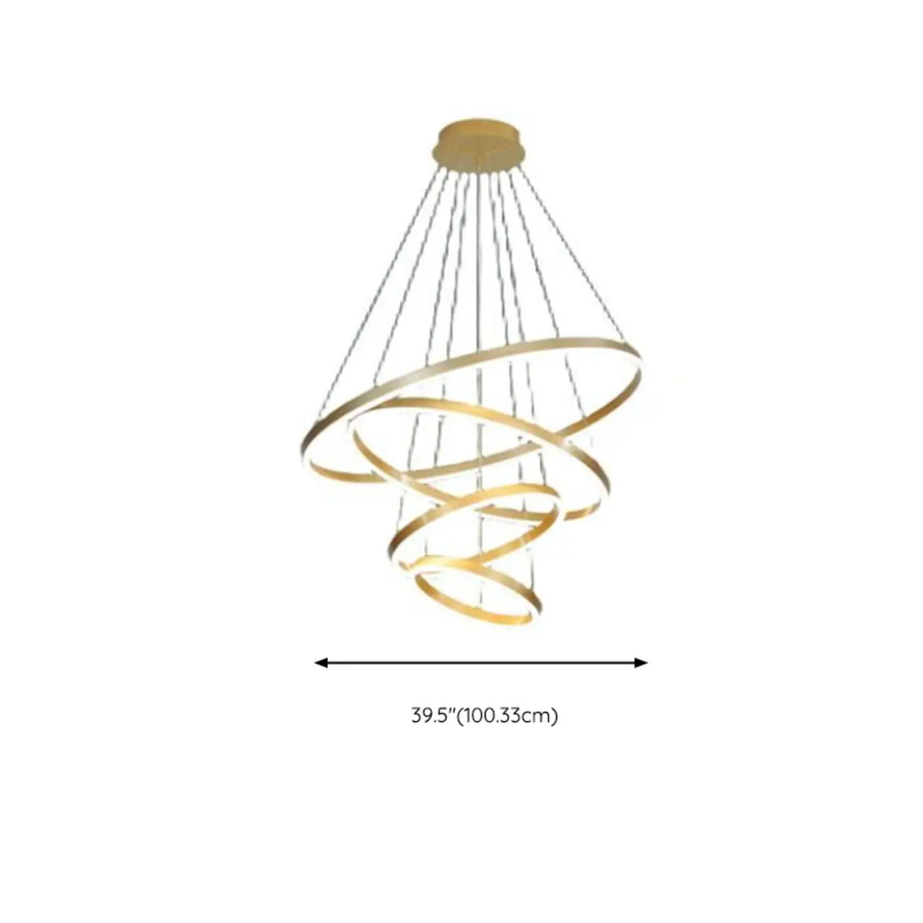 Circle Modern Tiered Remote LED Ring Chandelier for Stairway