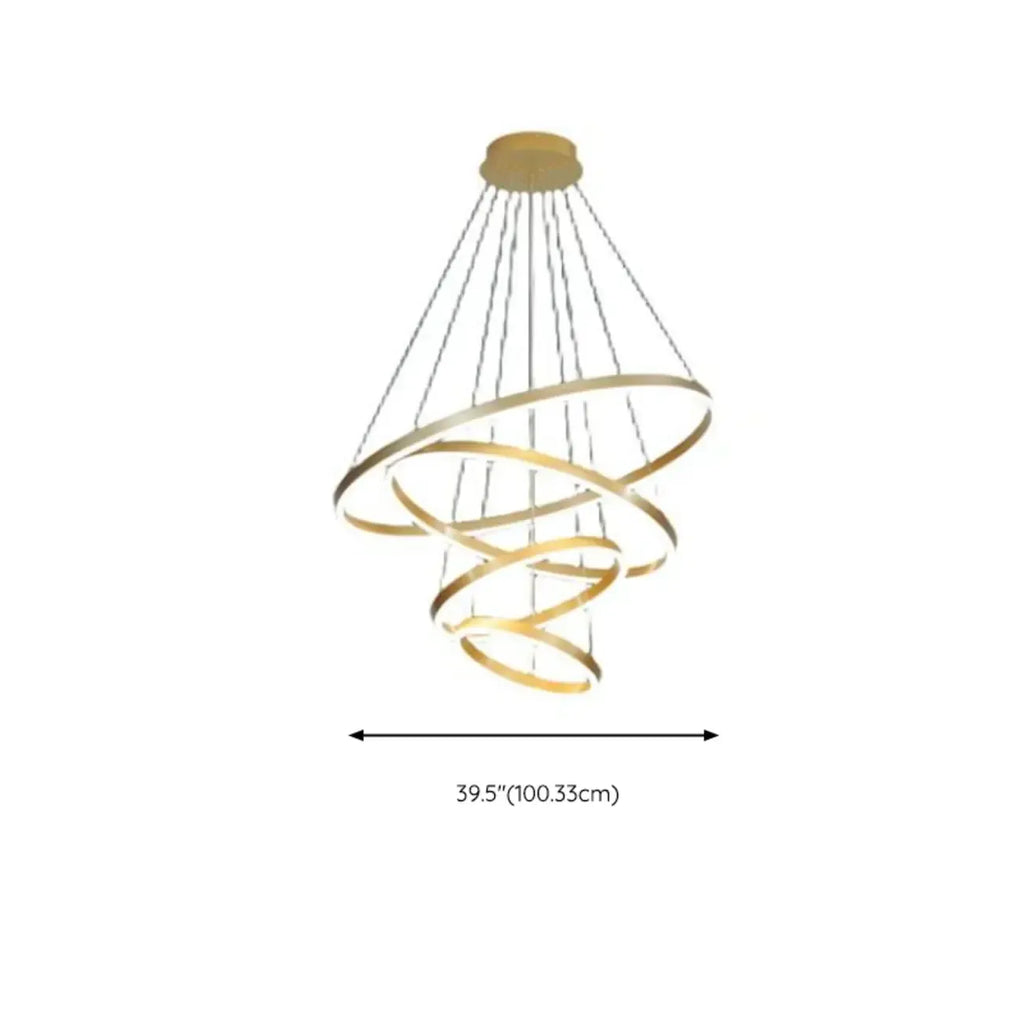 Circle Modern Tiered Remote LED Ring Chandelier for Stairway