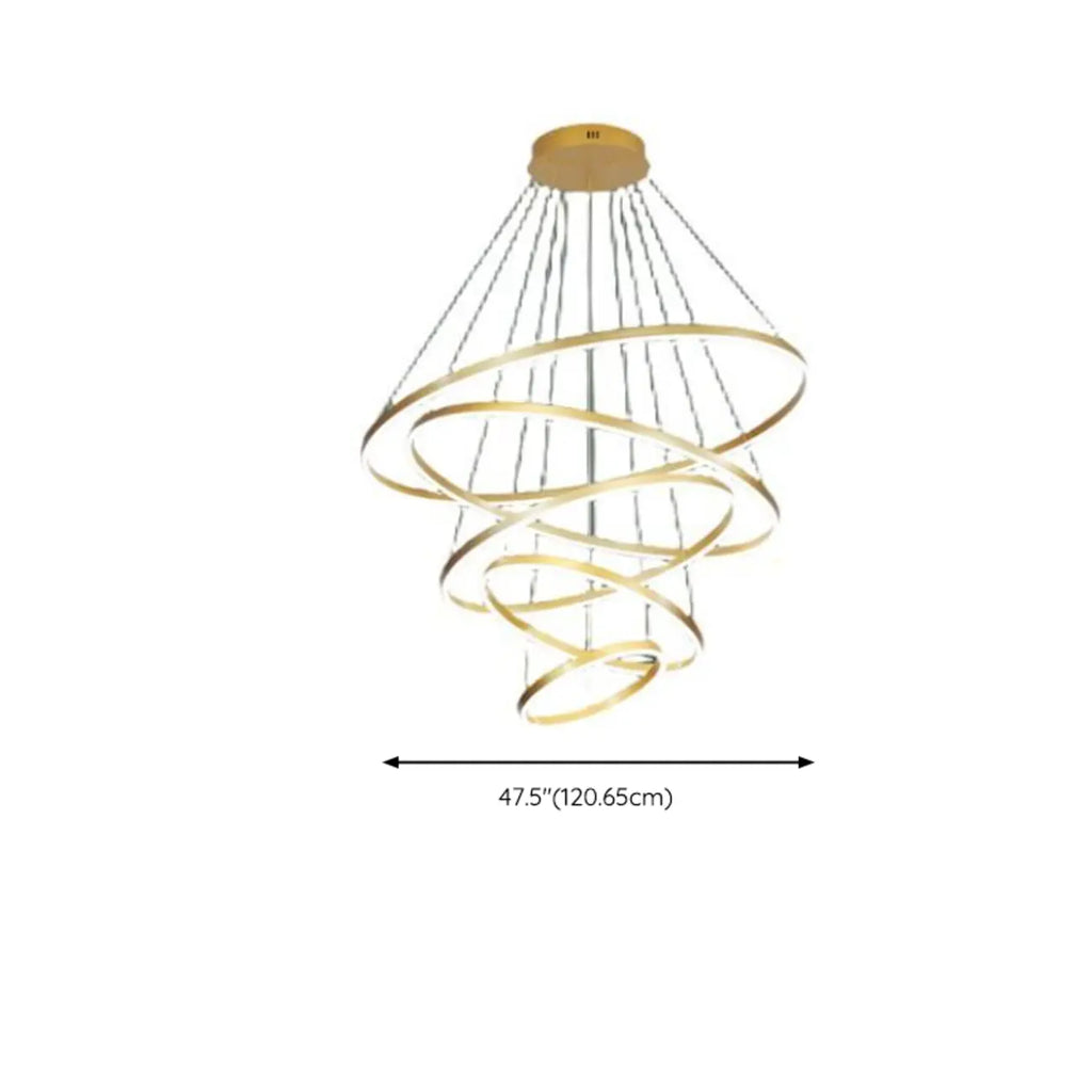 Circle Modern Tiered Remote LED Ring Chandelier for Stairway