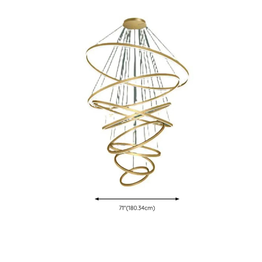 Circle Modern Tiered Remote LED Ring Chandelier for Stairway