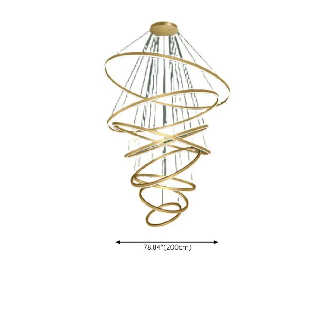 Circle Modern Tiered Remote LED Ring Chandelier for Stairway