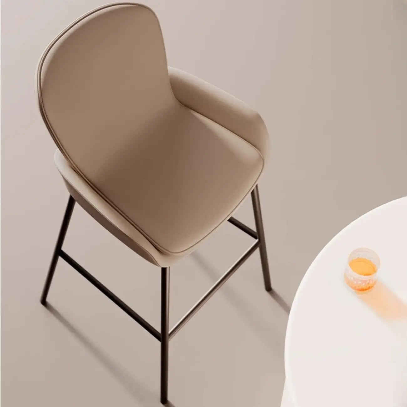 Coffee Bucket Four Legs Leather Counter Bar Stools