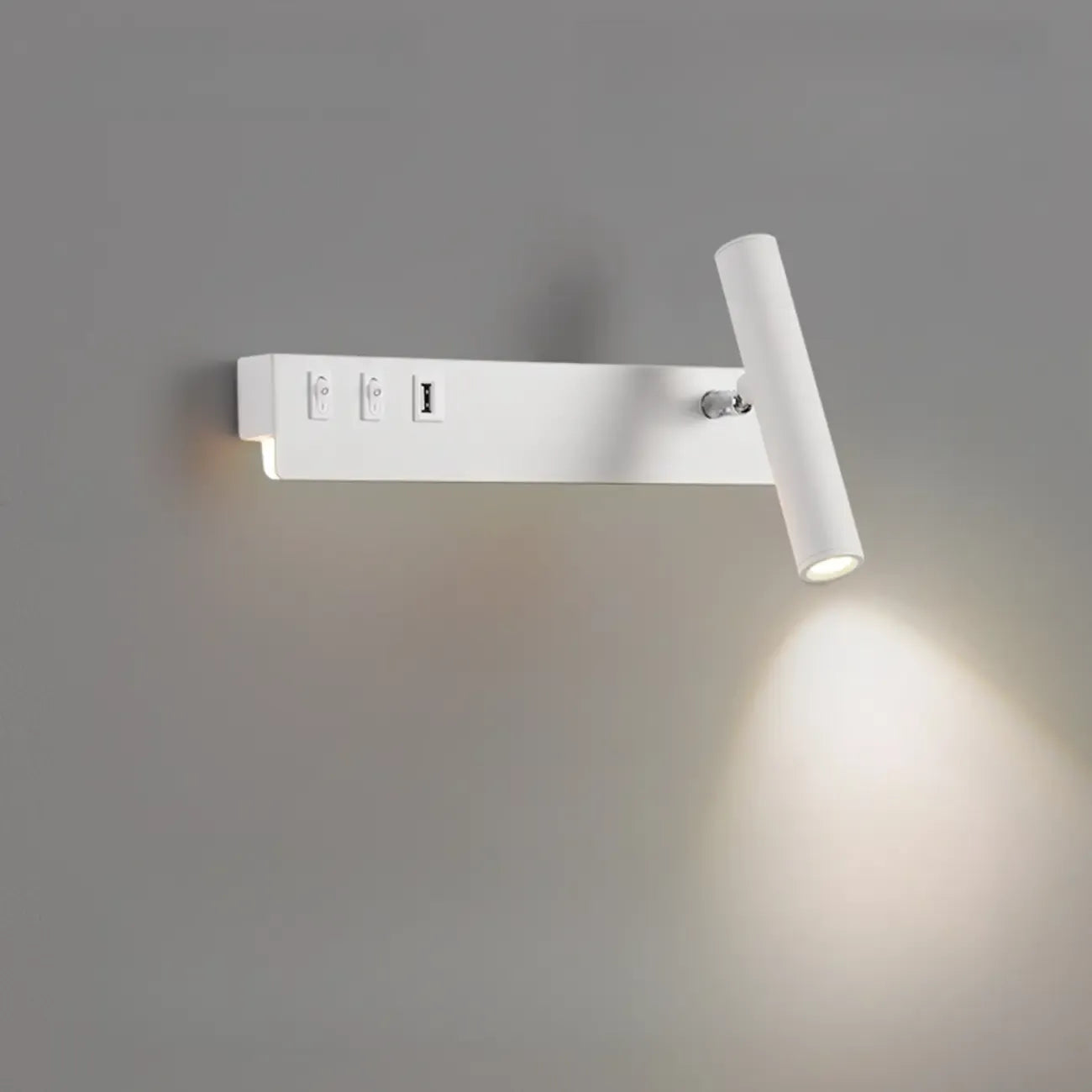 Minimalist Modern Wall Sconce with USB & Rotatable Spotlight