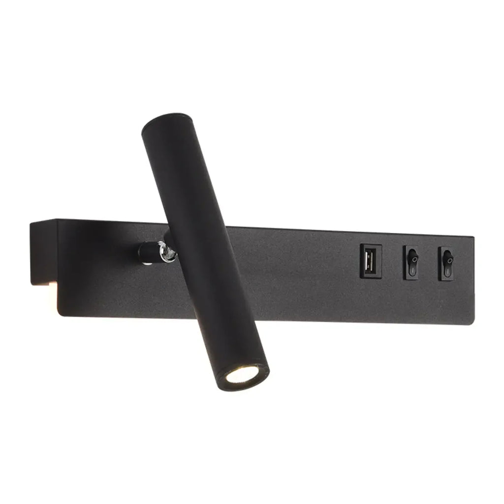 Minimalist Modern Wall Sconce with USB & Rotatable Spotlight