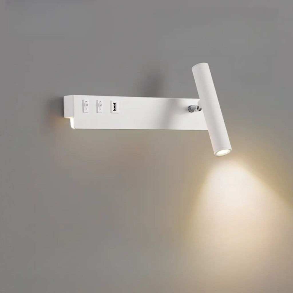 Minimalist Modern Wall Sconce with USB & Rotatable Spotlight