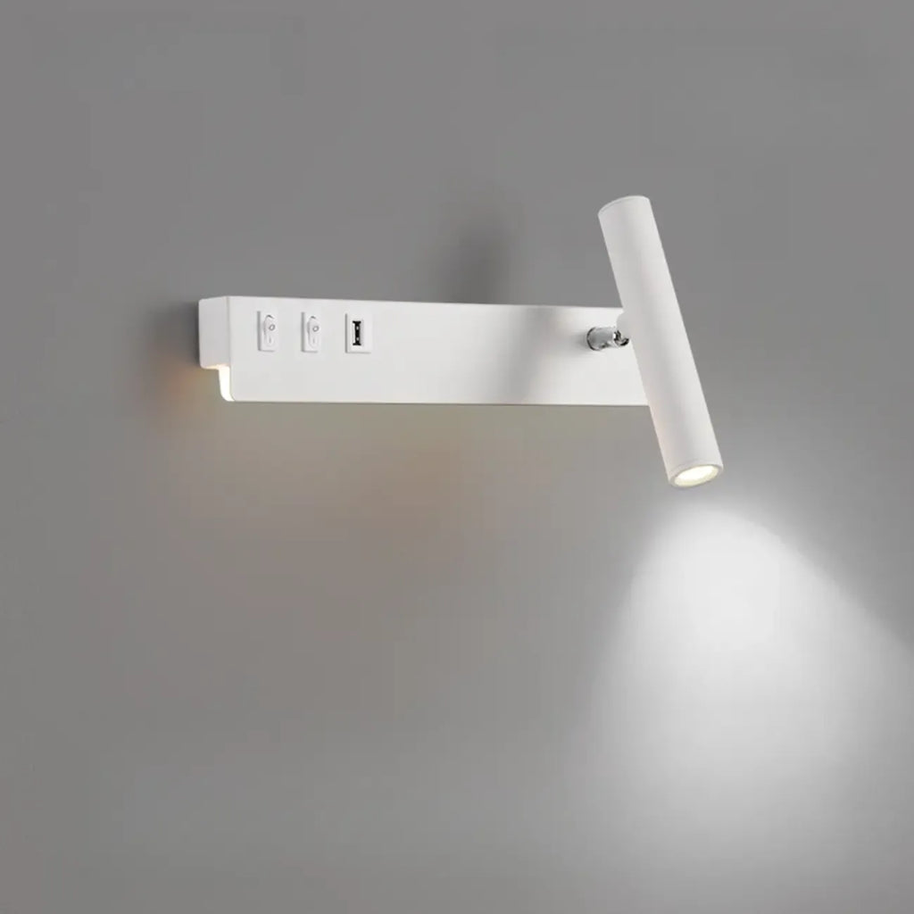 Minimalist Modern Wall Sconce with USB & Rotatable Spotlight
