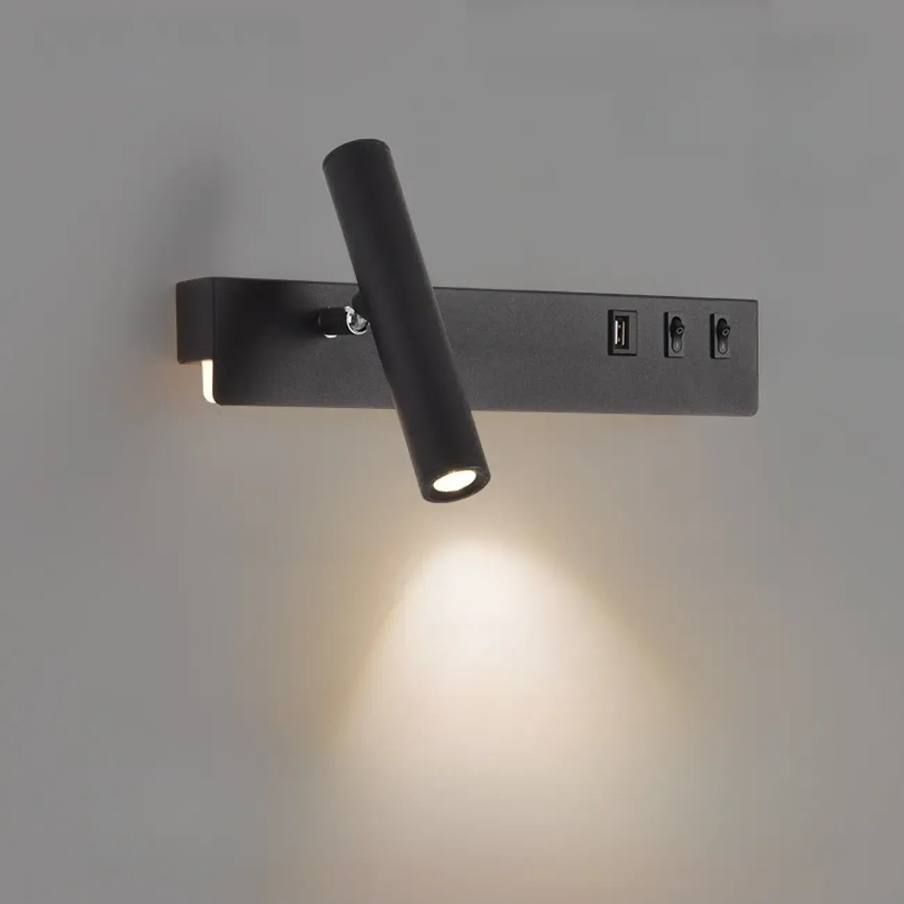 Minimalist Modern Wall Sconce with USB & Rotatable Spotlight