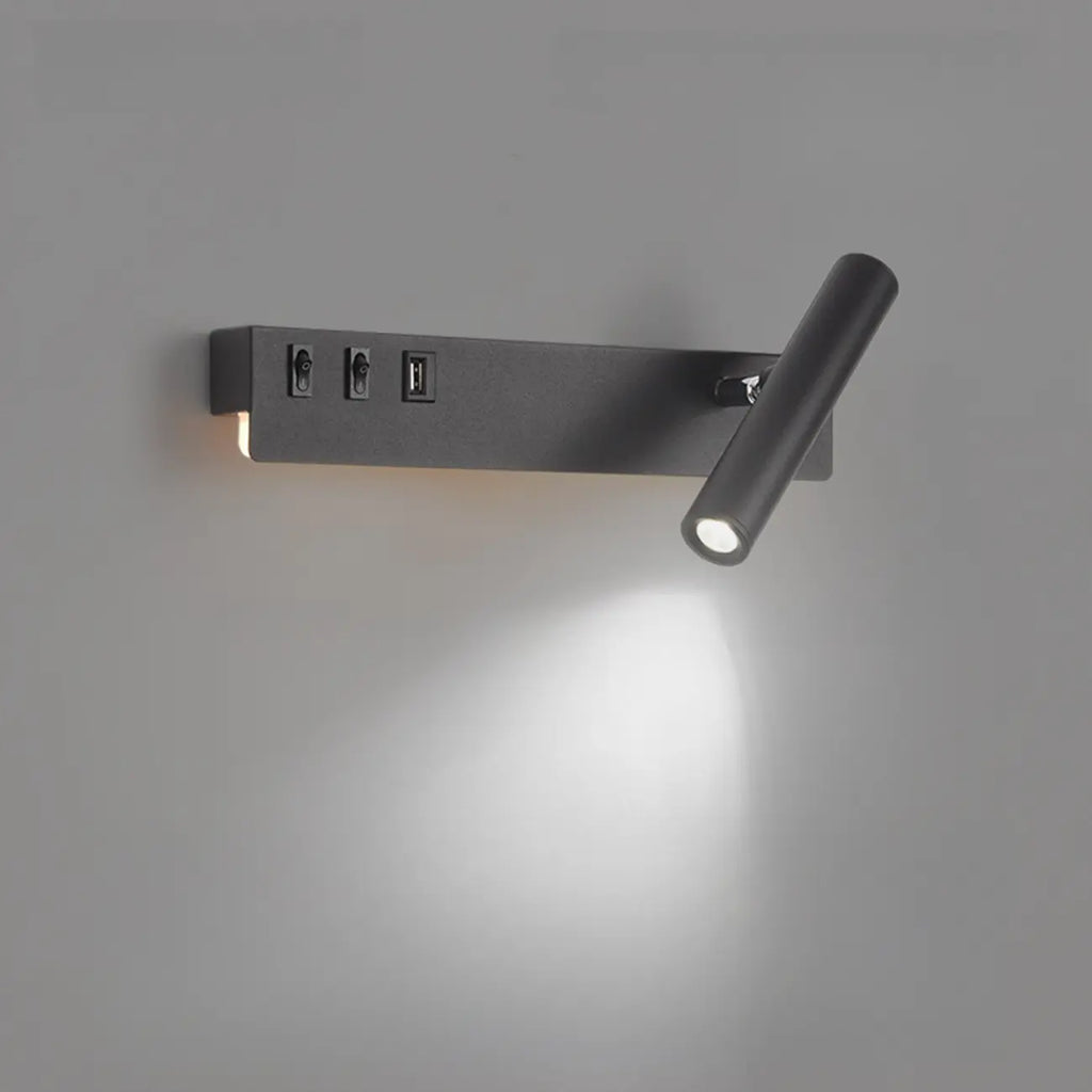 Minimalist Modern Wall Sconce with USB & Rotatable Spotlight