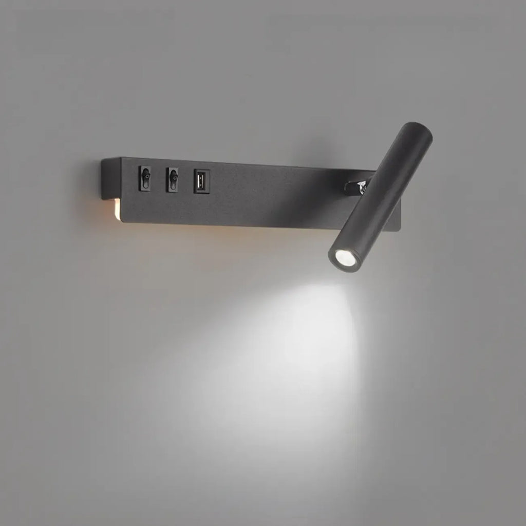 Minimalist Modern Wall Sconce with USB & Rotatable Spotlight