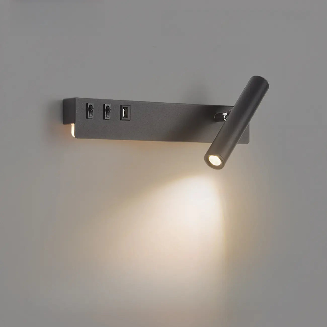 Minimalist Modern Wall Sconce with USB & Rotatable Spotlight