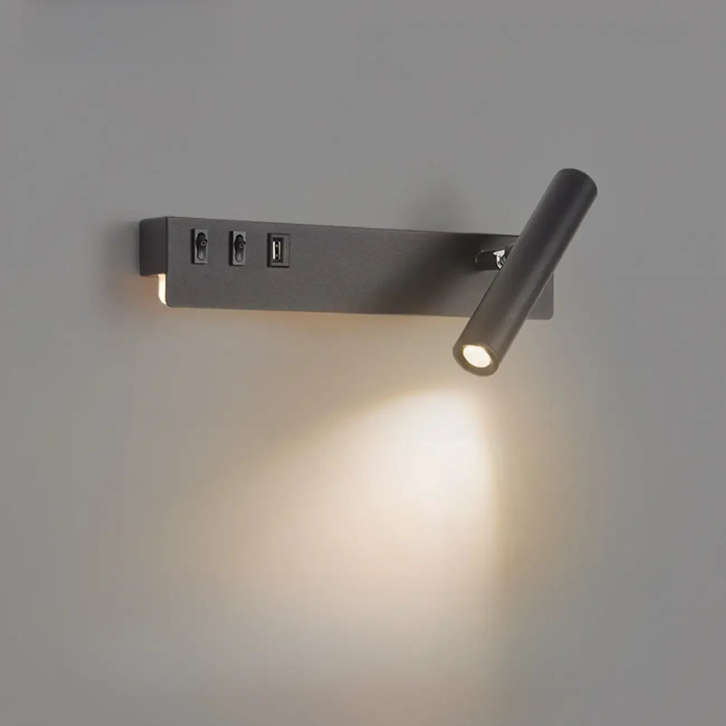 Minimalist Modern Wall Sconce with USB & Rotatable Spotlight