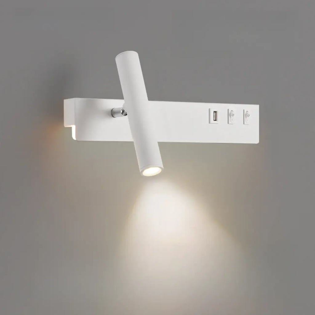 Minimalist Modern Wall Sconce with USB & Rotatable Spotlight