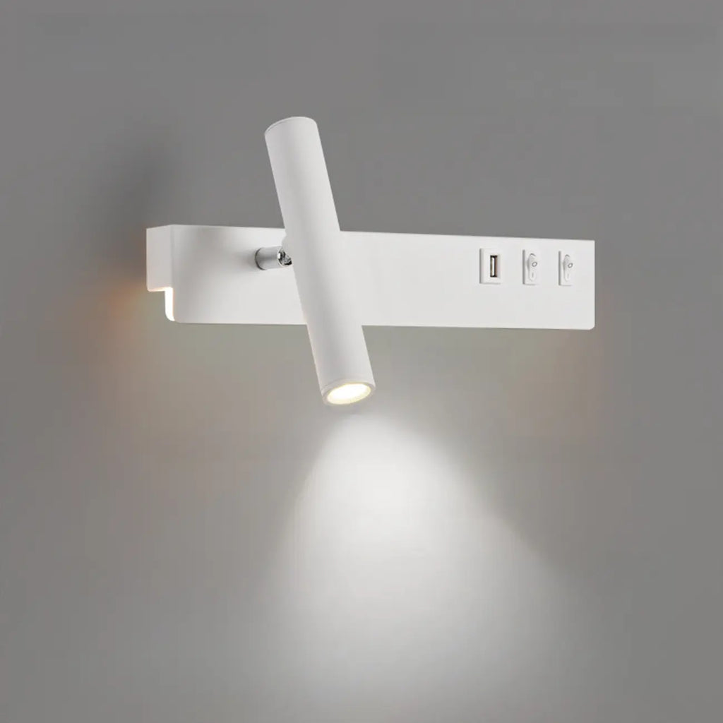 Minimalist Modern Wall Sconce with USB & Rotatable Spotlight