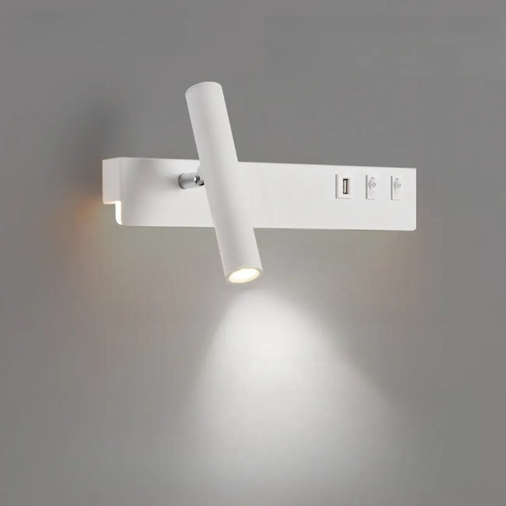 Minimalist Modern Wall Sconce with USB & Rotatable Spotlight