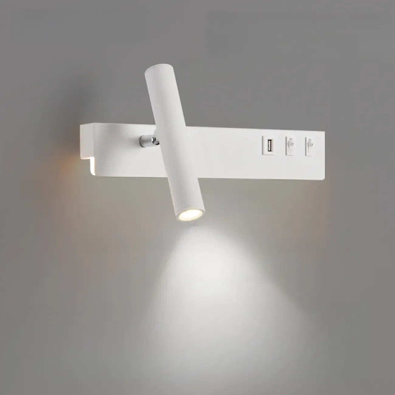 Minimalist Modern Wall Sconce with USB & Rotatable Spotlight