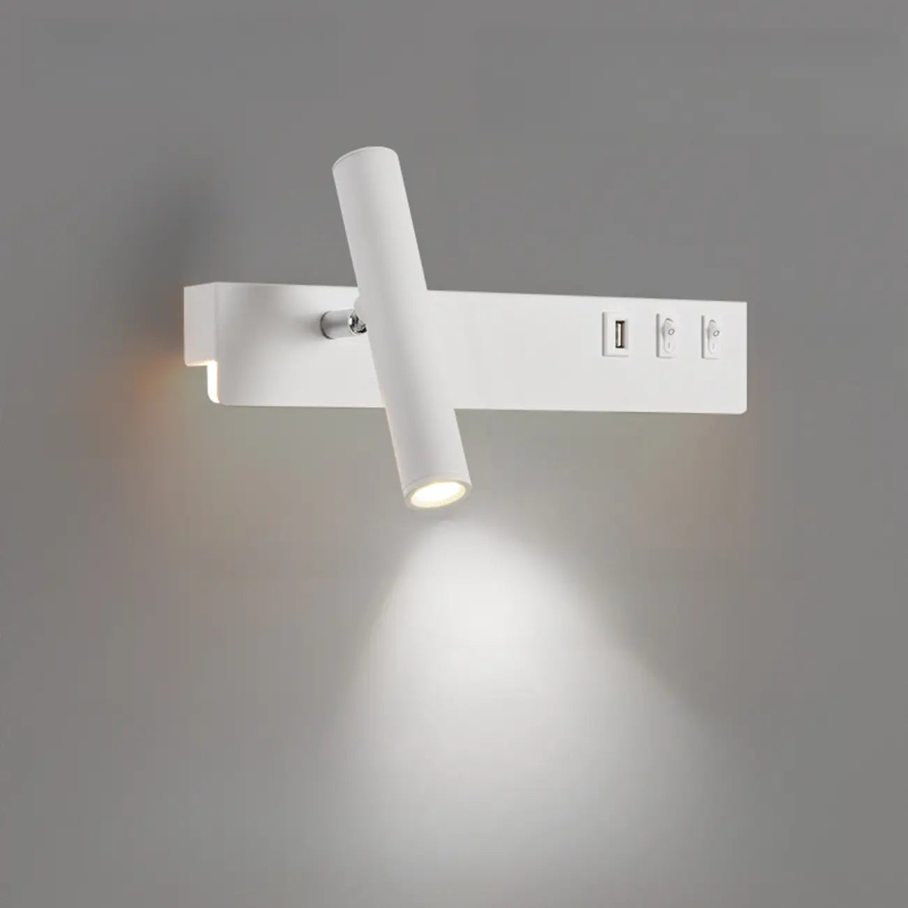Minimalist Modern Wall Sconce with USB & Rotatable Spotlight