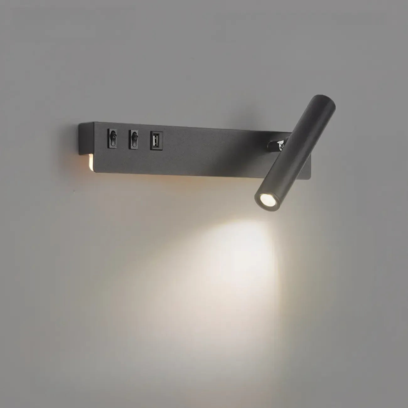 Minimalist Modern Wall Sconce with USB & Rotatable Spotlight