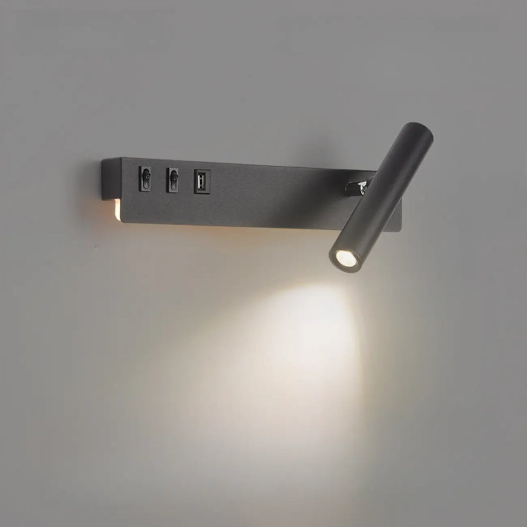 Minimalist Modern Wall Sconce with USB & Rotatable Spotlight