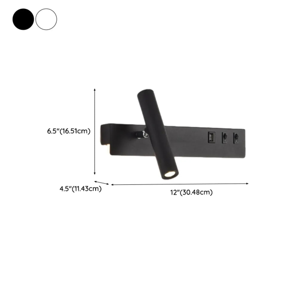 Minimalist Modern Wall Sconce with USB & Rotatable Spotlight