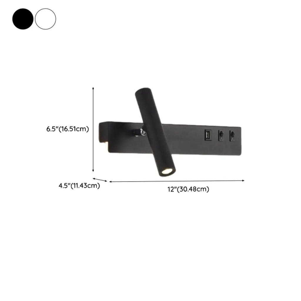Minimalist Modern Wall Sconce with USB & Rotatable Spotlight
